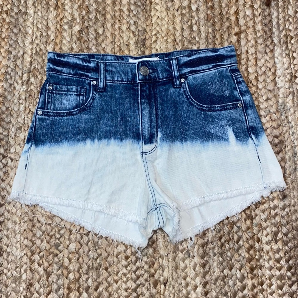 Dip dye ombré bleached denim shorts